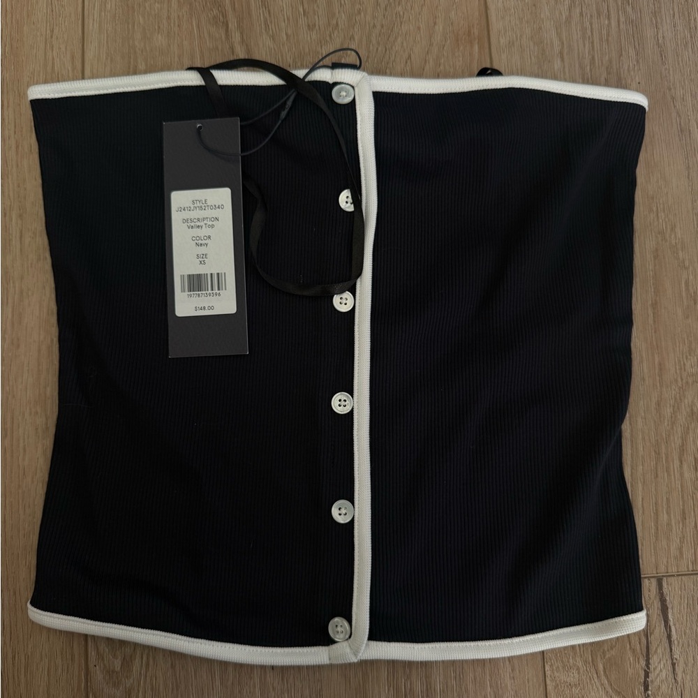 Veronica Beard Black and White Button-Up Tube Top